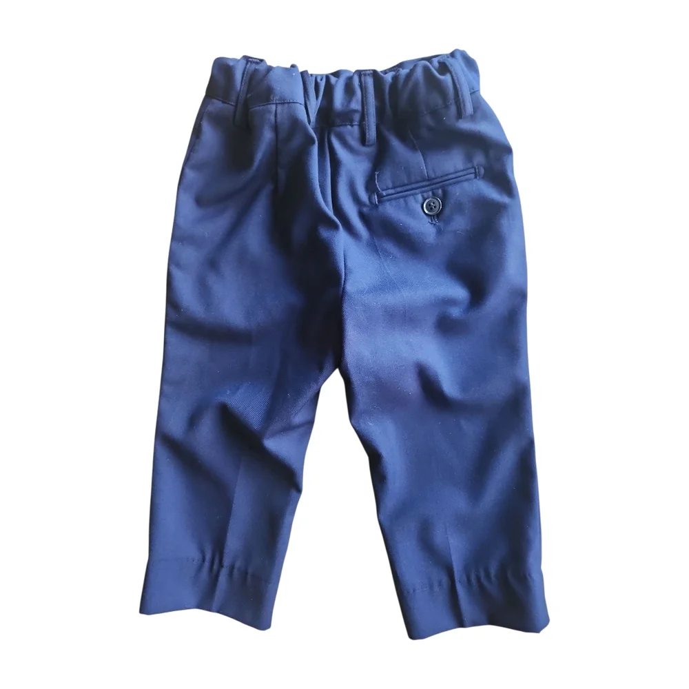 Toddler Shirt + Pants Set Size 3 White Button Down Top Blue Adjustable Trouser